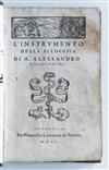 PICCOLOMINI, ALESSANDRO. LInstrumento della Filosofia.  1560 + Della Filosofia Naturale . . . Parte Prima.  1560